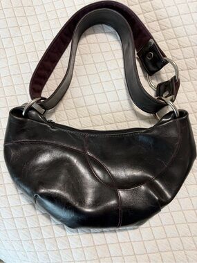 Crystalyn Kae Glazed Fabric Half-Moon Hobo Bag Made in USA Vegan Leather